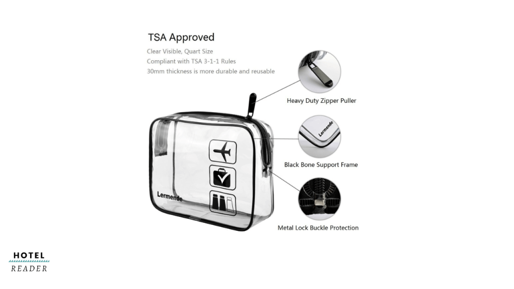 3-Piece Lermende TSA-Approved Toiletry Bag with Zipper