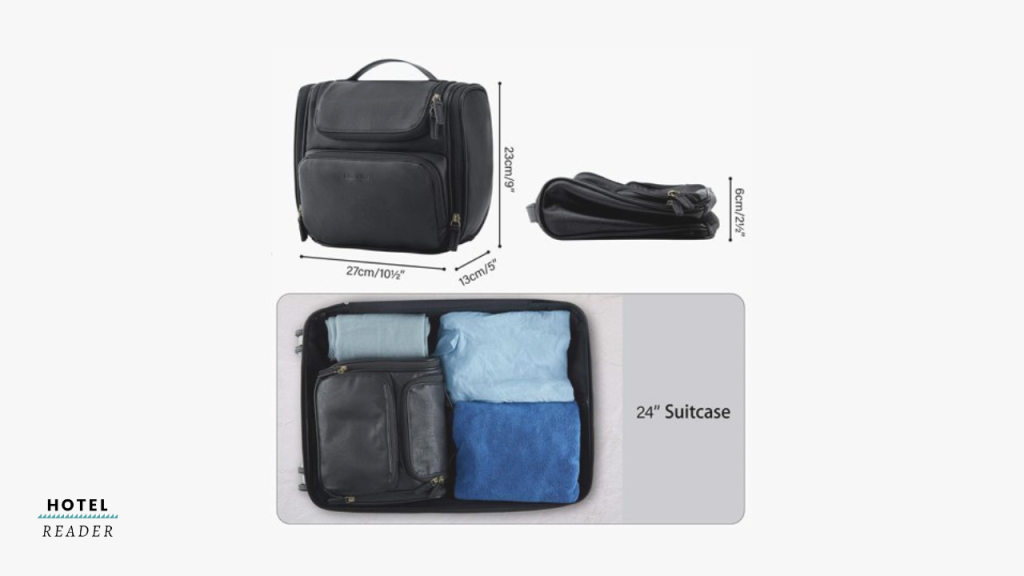 Bagsmart Toiletries Travel Leather Dopp Kit- Best Toiletry Bags for Hotel Travelers