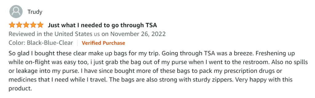 3-Piece Lermende TSA-Approved Toiletry Bag with Zipper User Review